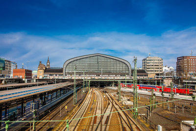 Red train at the hamburg railway central station