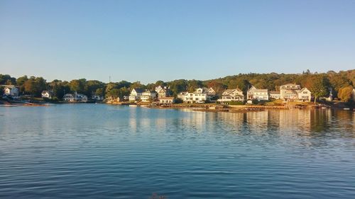 Scenic view of river against clear sky