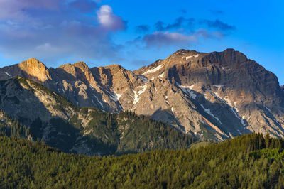 Panoramic view of landscape and mountains against sky