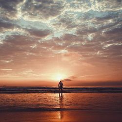 Scenic view of sea at sunset