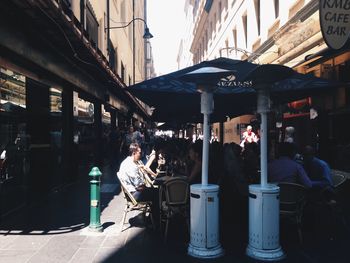 Woman standing in city