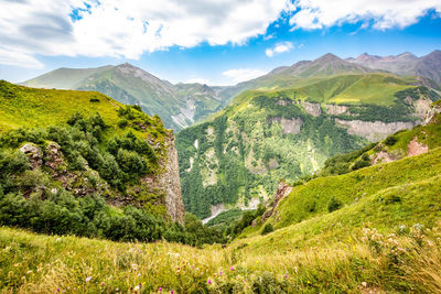 Scenic view of mountains against sky