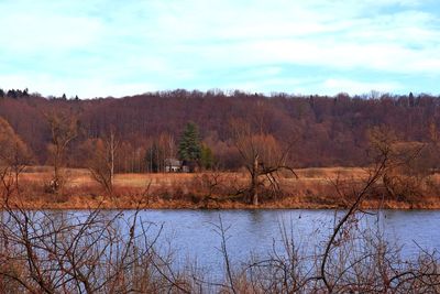 Scenic view of lake against sky