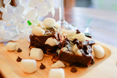 Close-up of breakfast served on table