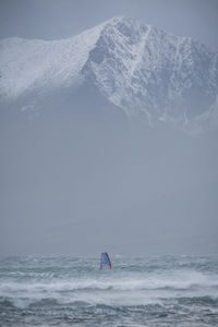 Brave windsurfer under the shadow of mount brandon 