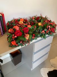 High angle view of flower pot on table