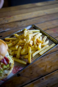 High angle view of food on table