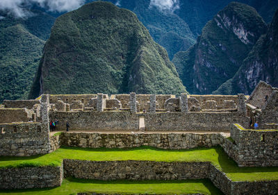 High angle view of ruins of building