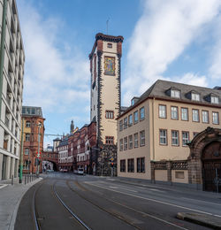 Low angle view of buildings against sky