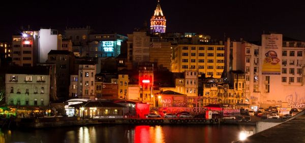 Illuminated city at night