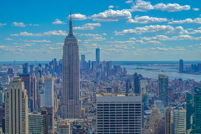 High angle view of buildings in city