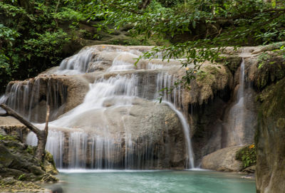 Scenic view of waterfall in forest