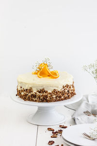 High angle view of cake on table