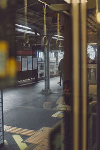 Blurred motion of train at railroad station