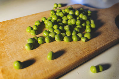 High angle view of vegetables on cutting board