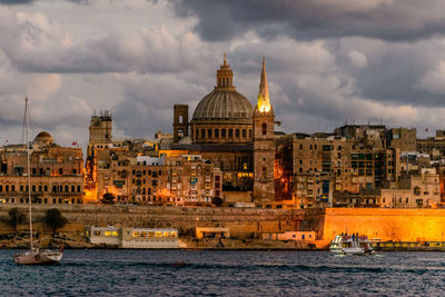 View of buildings against cloudy sky