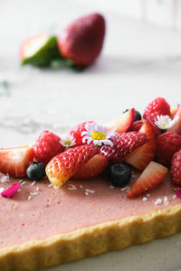 Close-up of strawberries on plate