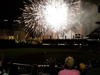 Firework display at night