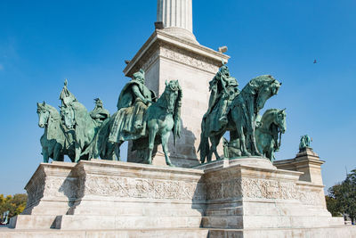 Low angle view of statue against clear sky