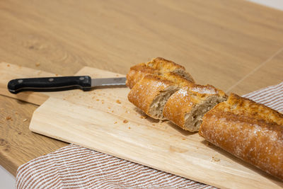 Close-up of meat on cutting board