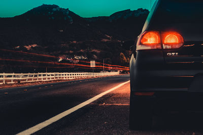 View of road at night