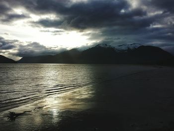 Scenic view of sunset over sea