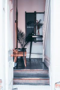 Empty chair in building