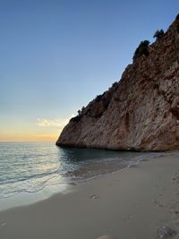 Scenic view of sea against clear sky