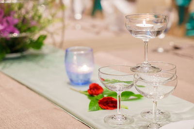 Close-up of wineglass on table