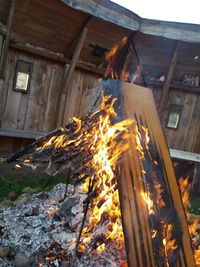 Low angle view of bonfire