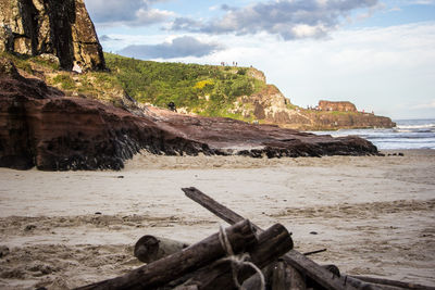 Scenic view of beach against sky