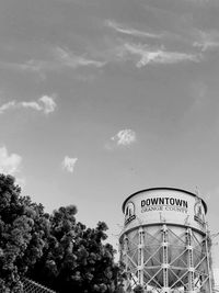 Low angle view of water tower against sky