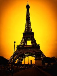 Silhouette of tower at sunset