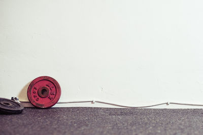 Close-up of red and white wall