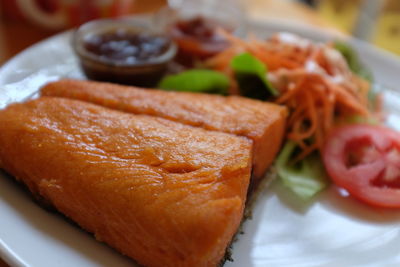 Close-up of meal served in plate