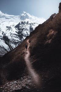 Scenic view of snowcapped mountain against sky