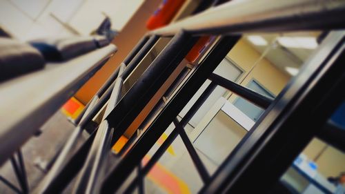 High angle view of piano keys on table