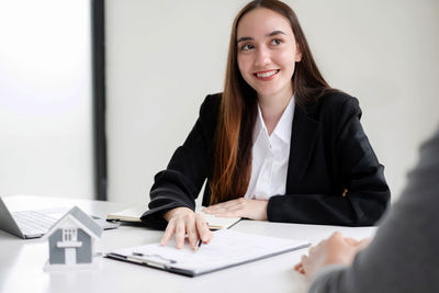 Businesswoman working at office