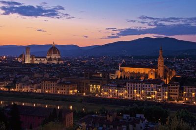 View of cityscape at sunset