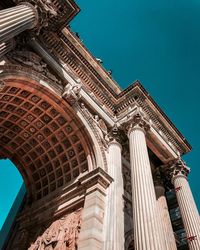 Low angle view of historic building against sky