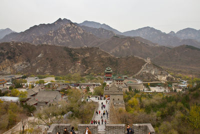 High angle view of buildings in city