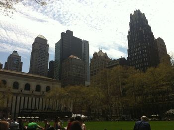 People walking in park