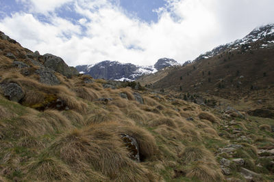 Scenic view of mountains against sky