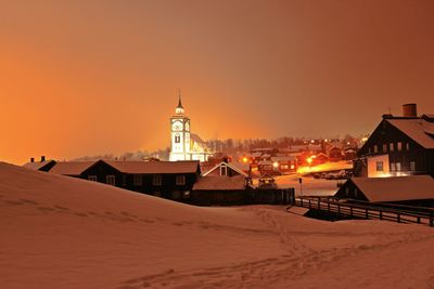 View of mosque against sky during sunset