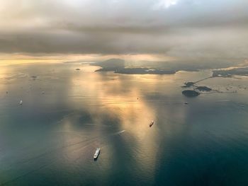 High angle view of sea against sky