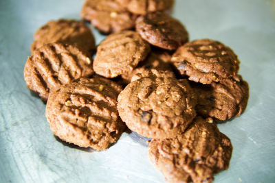 Close-up of cookies on table