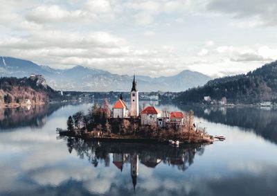 Scenic view of lake bled 