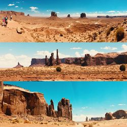 Panoramic view of rock formations on landscape against sky