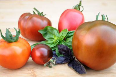 Close-up of tomatoes on table