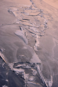 High angle view of snow covered landscape